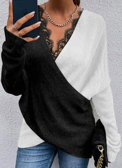 𝒩𝒯𝒢 ღ𝓃𝓁𝒾𝓃𝑒 S / White Pullover Knit Lace Sweater