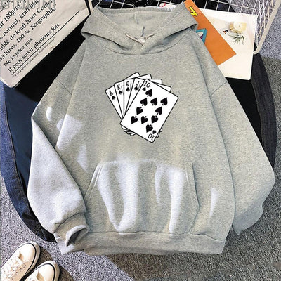 Poker Cards Hoodie - Ash Grey / XS - Hoodies & Sweatshirts