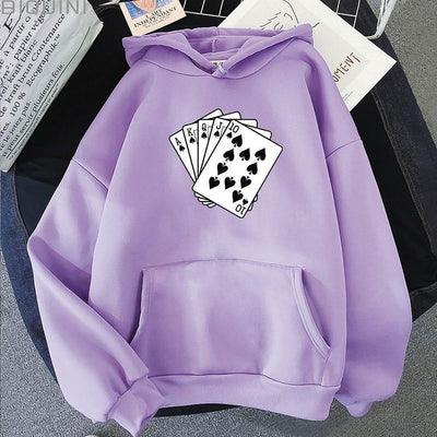 Poker Cards Hoodie - Lavender / XS - Hoodies & Sweatshirts