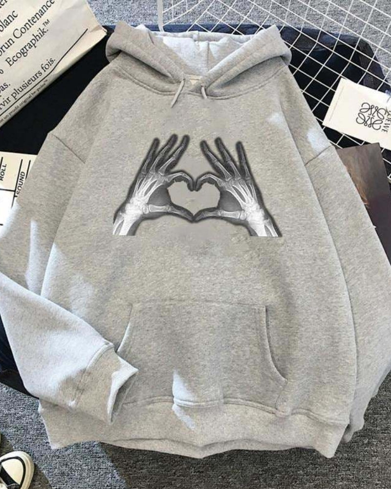 Shop911260046 Store Hoodies & Sweatshirts HANDS HEART DESIGN HOODIES