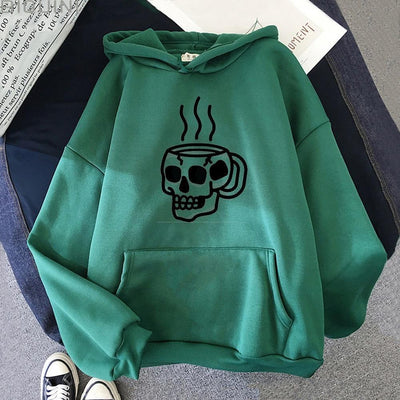 Skull Tea Hoodie - Forest Green / XS - Hoodies & Sweatshirts