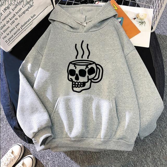 Skull Tea Hoodie - Ash Grey / XS - Hoodies & Sweatshirts