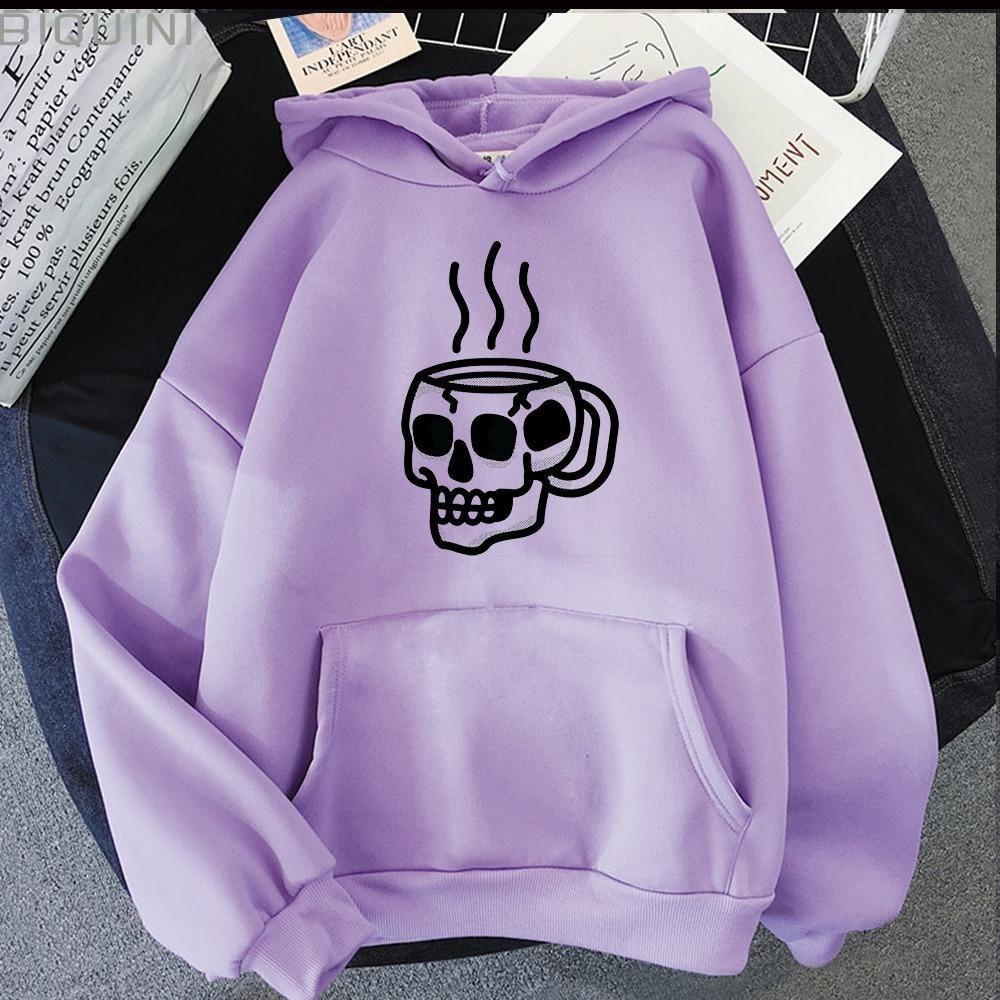 Skull Tea Hoodie - Lavender / XS - Hoodies & Sweatshirts
